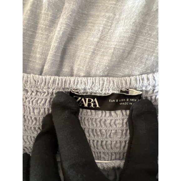 Zara Blue Tie-Strap Tiered Maxi Dress With Smocked Back - Picture 10 of 10